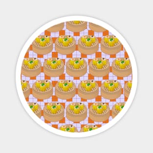 Dim Sum Funky Hong Kong Street Food with Lilac and Orange Tile Floor - Pop Art Magnet